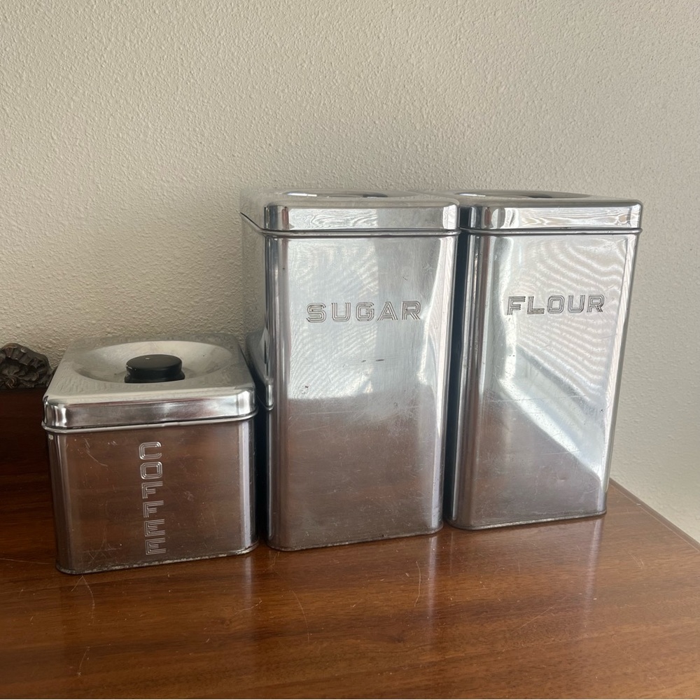 coffee-sugar-flour vintage crome canisters